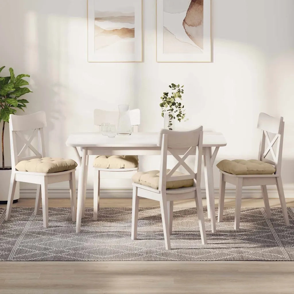 Cuscini per Seduta 4 pz | Cuscini per sedie Crema 40 x 40 cm Tessuto in Microfibra
