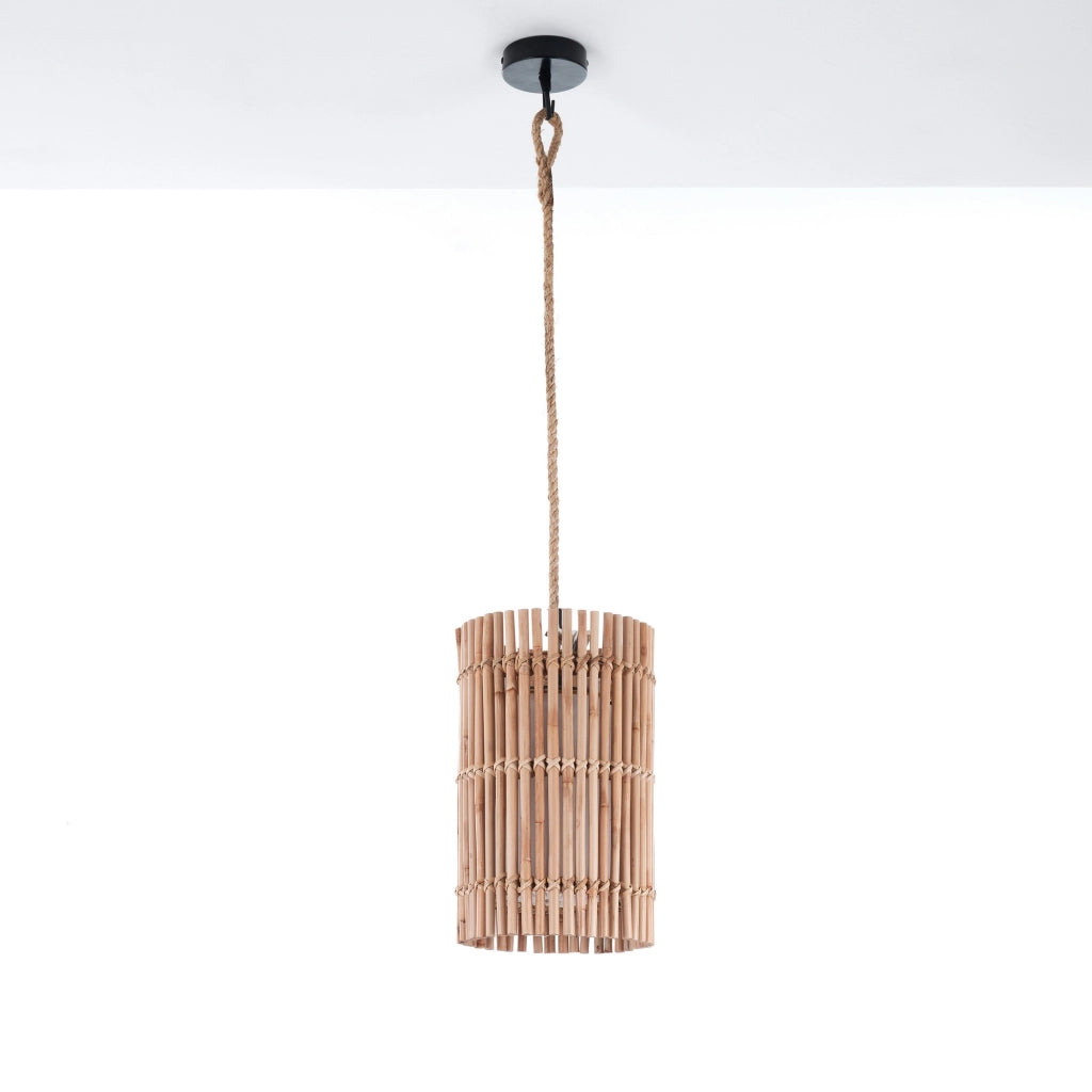Lampadario a filo in rattan colore naturale per esterno