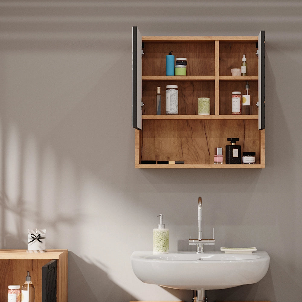 Vicco Mobile a specchio per il bagno Antracite con struttura a nido d'ape 54 x 55 cm
