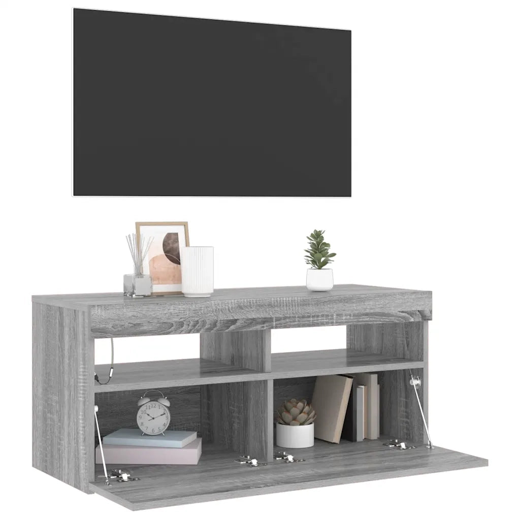 Mobile Porta TV con Luci LED Grigio Sonoma 90x35x40 cm cod mxl 9640