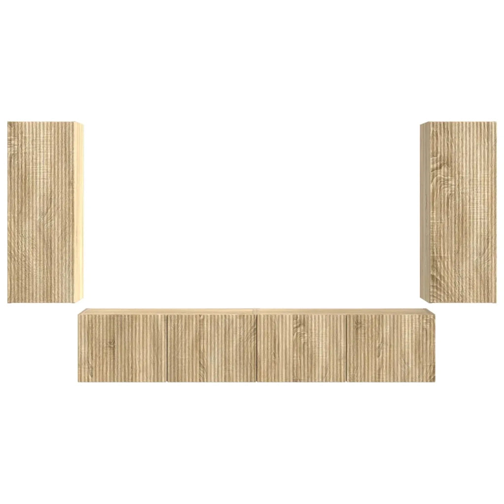 Set di Mobiletto da TV a Parete 4 pcs Rovere Sonoma