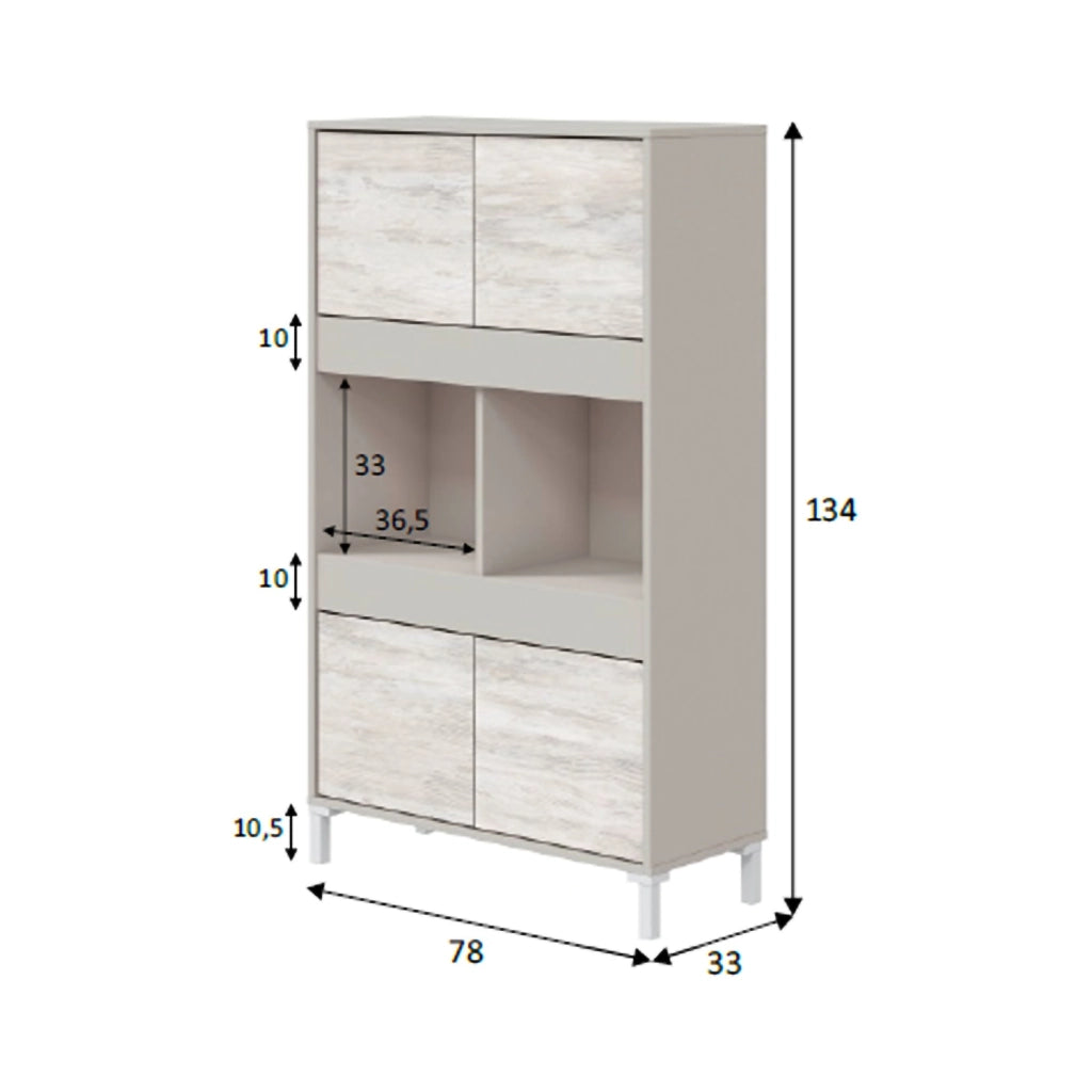 Madia Mezzate, Credenza Cassetti, 78x33x134h cm Beige