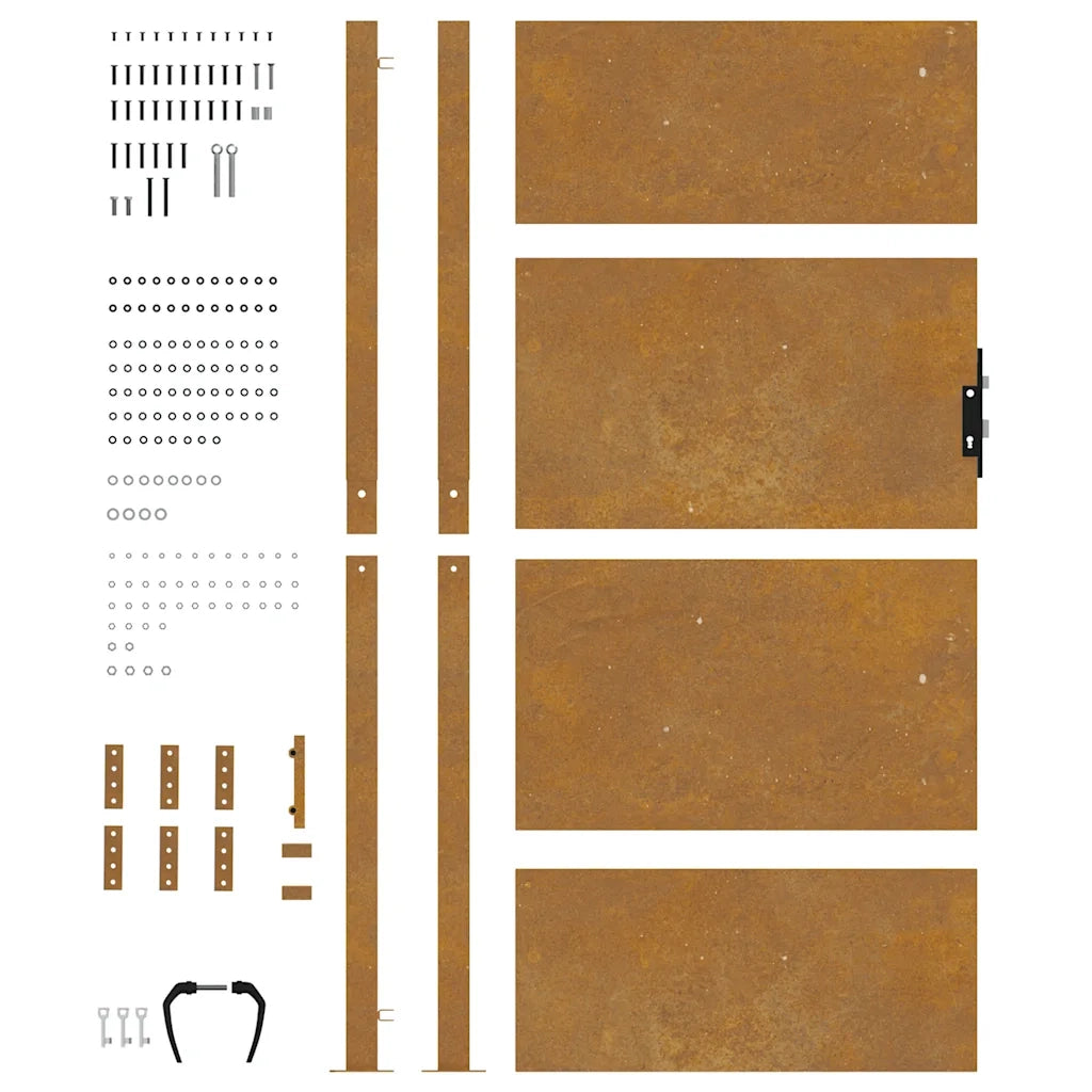Cancello da giardino 100x200 cm in acciaio Corten 153267