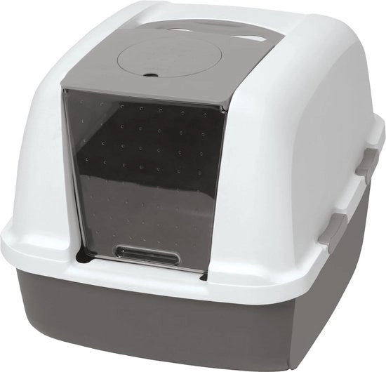 Cassetta di Cattivo - Toilet per Gatti con Coperchio - con Scorrevole - 57x46x43cm - Grigio