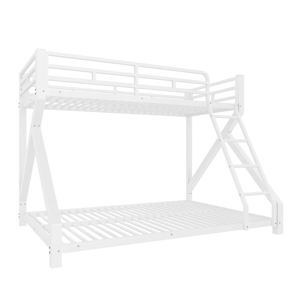 Letto a castello in metallo bianco con LED; 90 x 200 cm e 140 x 200 cm