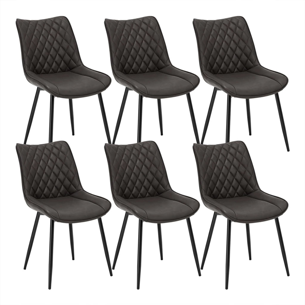 set di 6 sedie sala da pranzo sedie cucina moderne sedie imbottite Adatte per Sala Pranzo, Soggiorno, Camera da Letto Estetica in Ecopelle Antracite Metallo BH210an-6