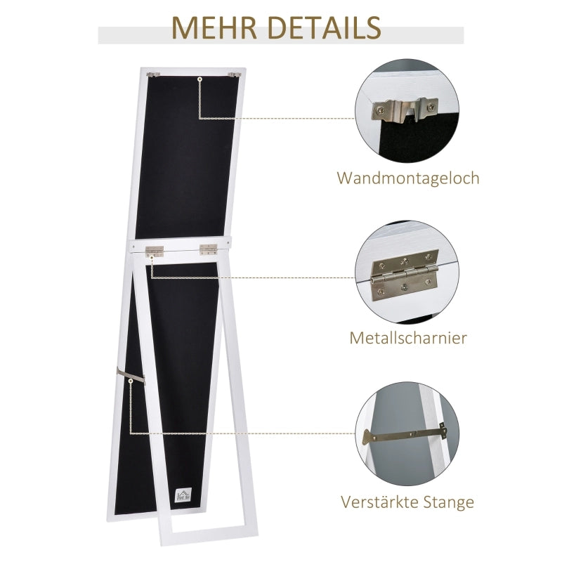 Specchio a figura intera, autoportante, da parete, con cornice in MDF, 37 x 37 x 154 cm, bianco