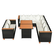 Set mobili da giardino set di mobili da esterno 5 pezzi con cuscini polyrattan nero 02_0016492