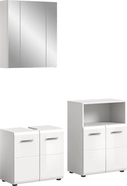 Set di tre pezzi di arredo bagno - bianco lucido - spazio di stile - 135 cm x 190 cm x 32 cm