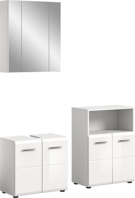 Set di tre pezzi di arredo bagno - bianco lucido - spazio di stile - 135 cm x 190 cm x 32 cm