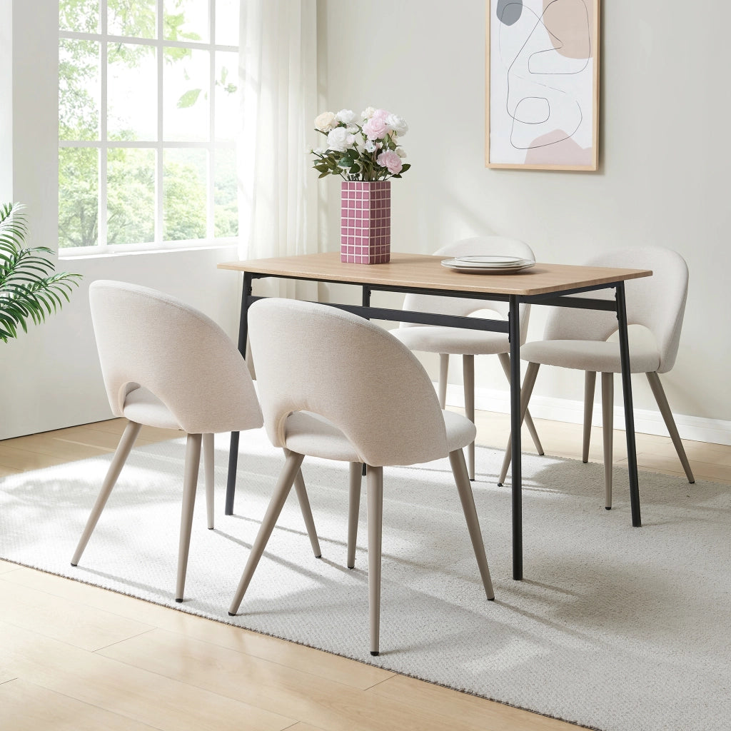 Set Karijoki di 4 Sedie Imbottite da Sala Pranzo Rivestimento in Tessuto - Beige [en.casa]