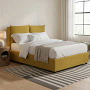 Liskeard, Letto Matrimoniale Sfoderabile Made in Italy, Giallo Ocra