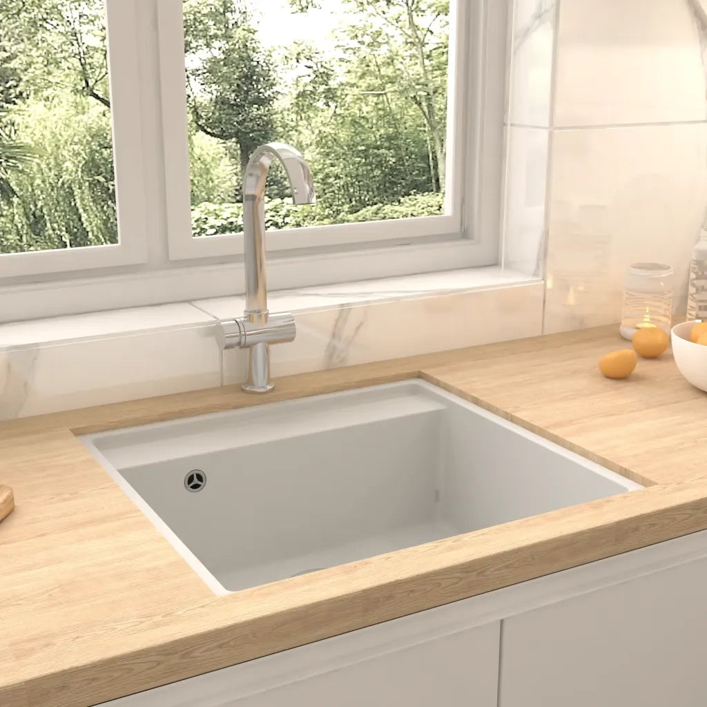 Lavello da Cucina con Foro Troppopieno Bianco in Granito CFW8526403