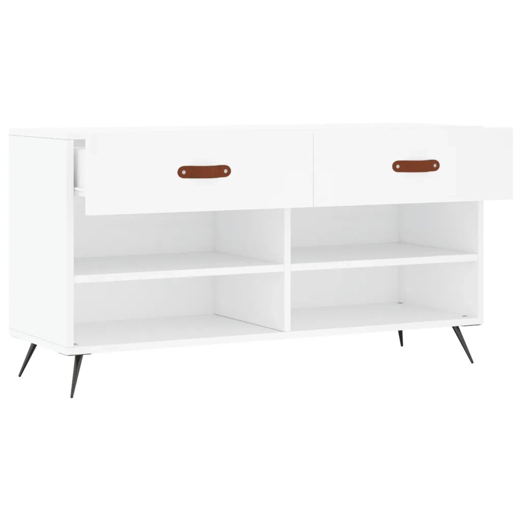 Panca Porta Scarpe-Sgabello-Panca Scarpiera Bianca 102x35x55 cm in Legno Multistrato 245615
