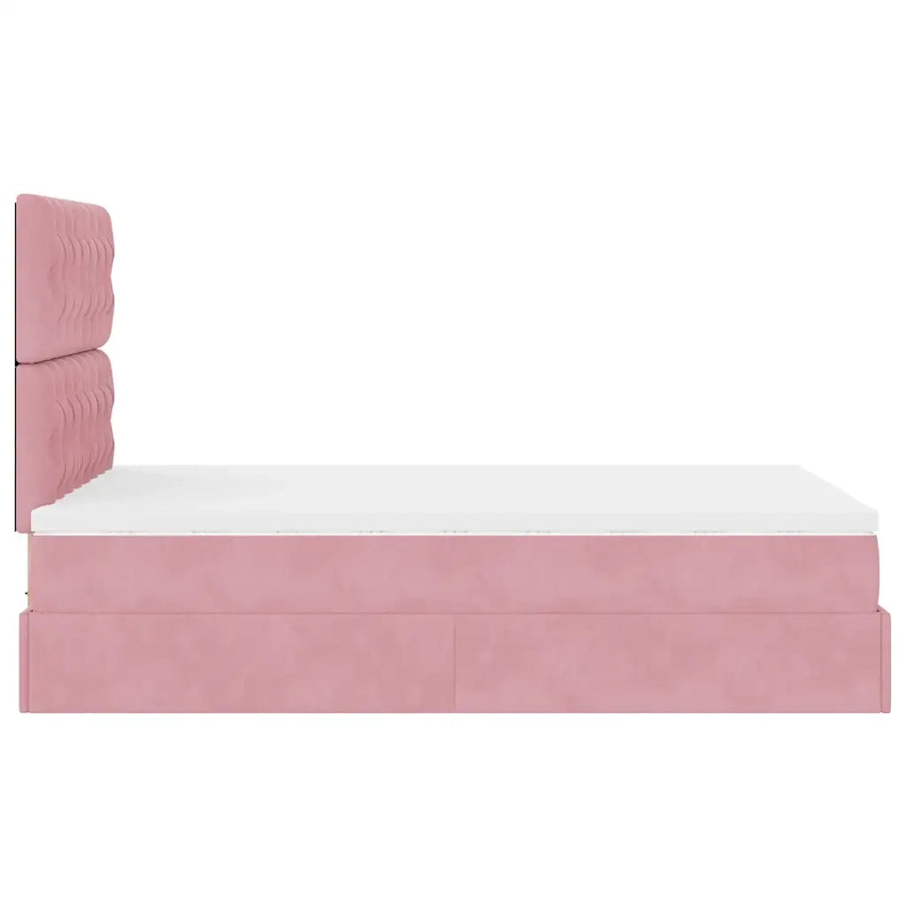 Struttura Letto Pouf con Materasso Rosa 120x200 cm Velluto 3314389