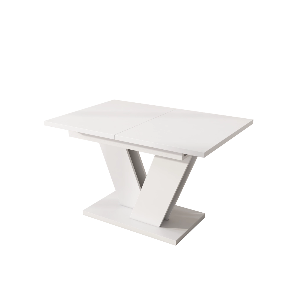 Tavolo da pranzo allungabile con 6 sedie girevoli in velluto, piano in MDF, gambe a V, per sala da pranzo, bianco