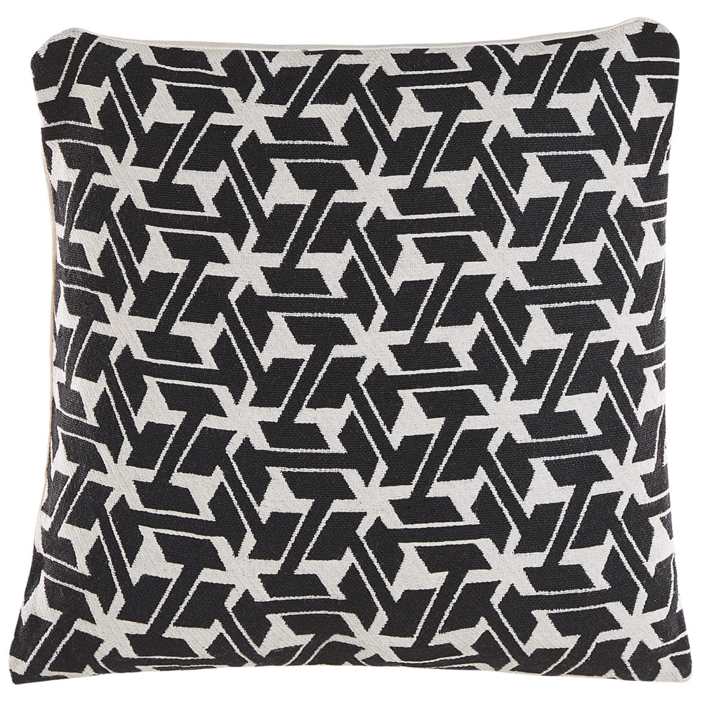 Set di 2 cuscini decorativi in cotone bianco e nero 45 x 45 cm federe rimovibili con imbottitura in poliestere