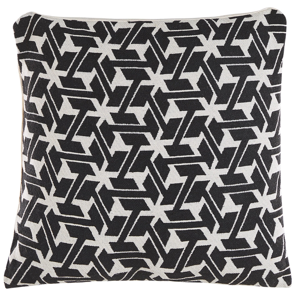 Set di 2 cuscini decorativi in cotone bianco e nero 45 x 45 cm federe rimovibili con imbottitura in poliestere