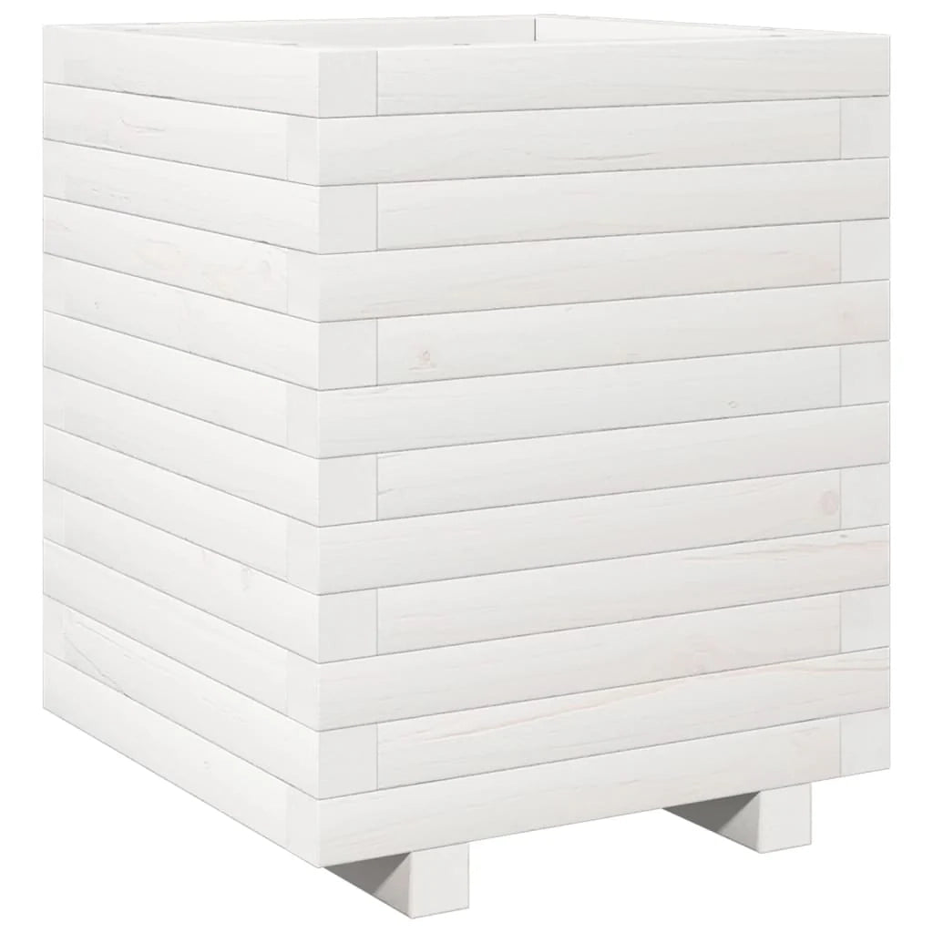 Fioriera rialzata per piante e fiori terrazza o giardino 40 x 40 x 49,5 cm legno di pino massiccio bianco 02_0037567
