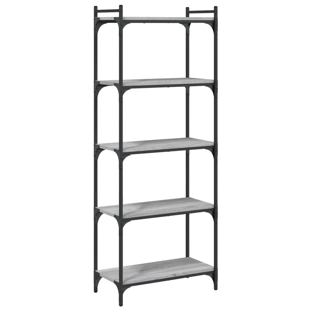 Libreria 5 Ripiani-Scaffale per Libri-Mobile di Stoccaggio Grigio Sonoma 60x30x154cm Legno Multistrato