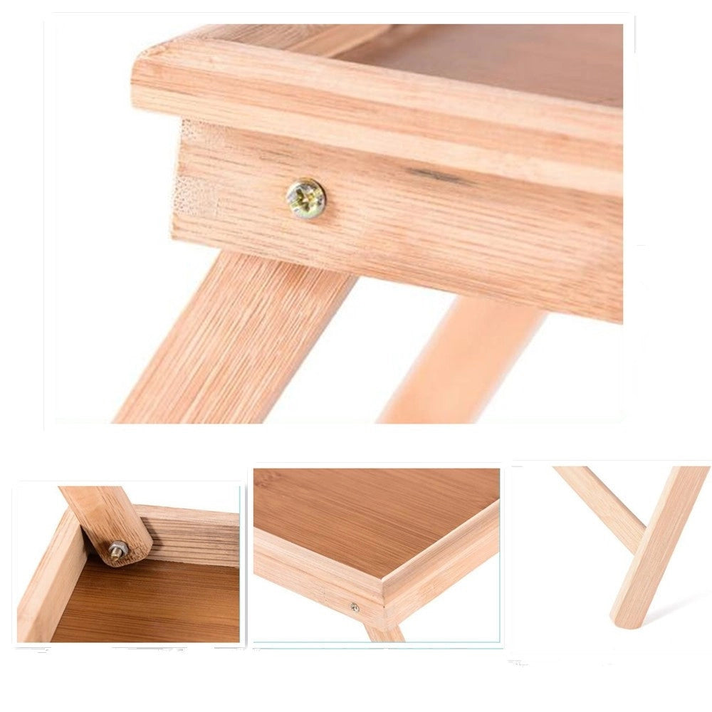Trade Shop - Vassoio Snack Colazione Pieghevole In Legno Altezza 50x21x31 Cm Richiudibile -