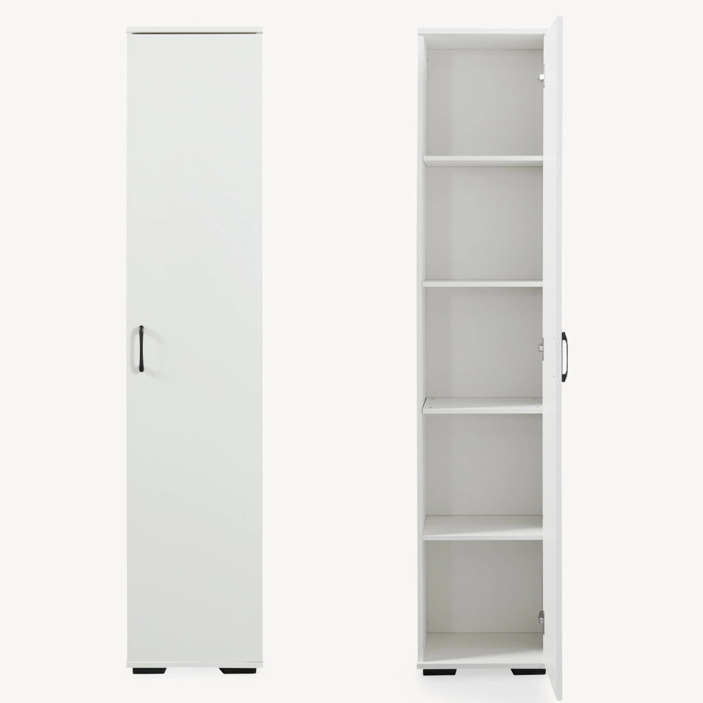 Armadio Multifunzionale Chalvefted ad Anta e 5 Ripiani 175x37x35 cm - Bianco [en.casa]