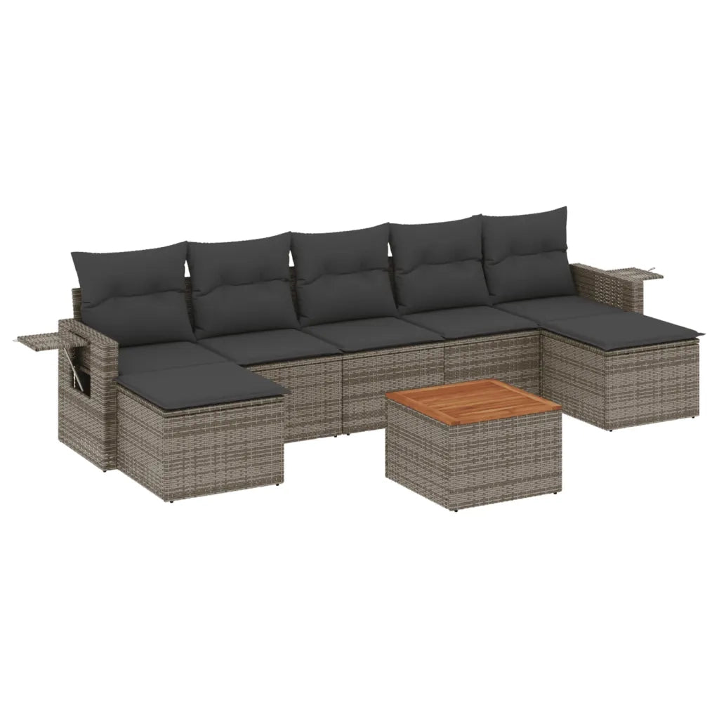 Set Divano da Giardino 8 pz con Cuscini Grigio in Polyrattancod mxl 90851