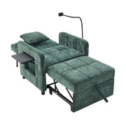 Poltrona letto 2 in 1 singola - con schienale regolabile e tasche laterali - verde