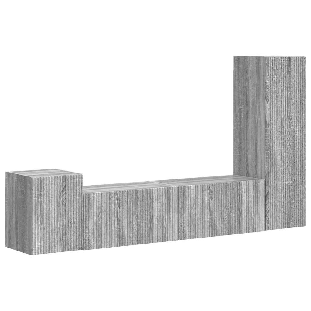 Set mobile TV 4 pcs Grigio Sonoma Legno multistrato