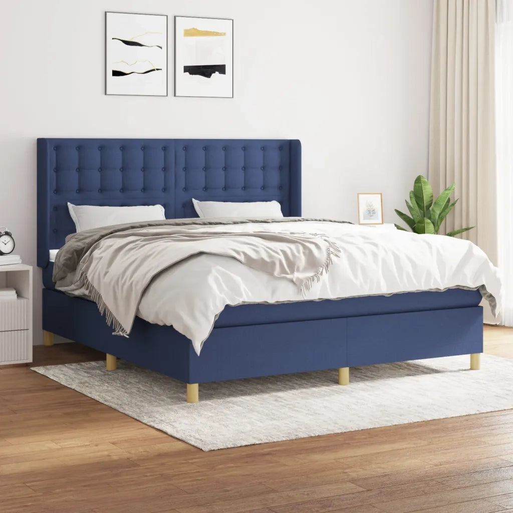 Giroletto a Molle con Materasso Blu 180x200 cm in Tessuto 3132335