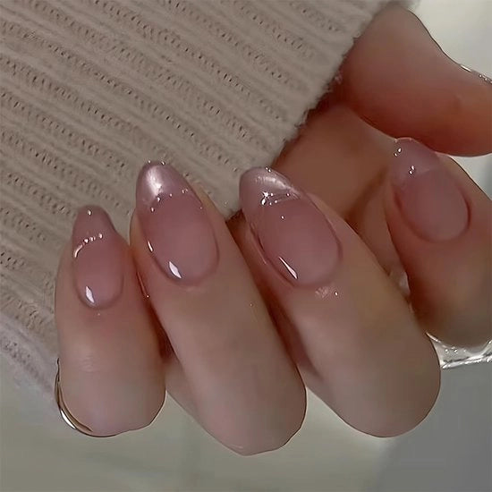 Nageli per unghie 24 pezzi - Rosa luccicante - Forma mandorla - Inclusi adesivo Jelly - Fresa per unghie - Nessun attrezzo aggiuntivo necessario - Falsi unghie