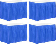 Tavolini plastici in stile rococò, colore blu scuro, 4 pezzi, 29 x 14 cm, tavoli rettangolari per feste di compleanno e matrimoni