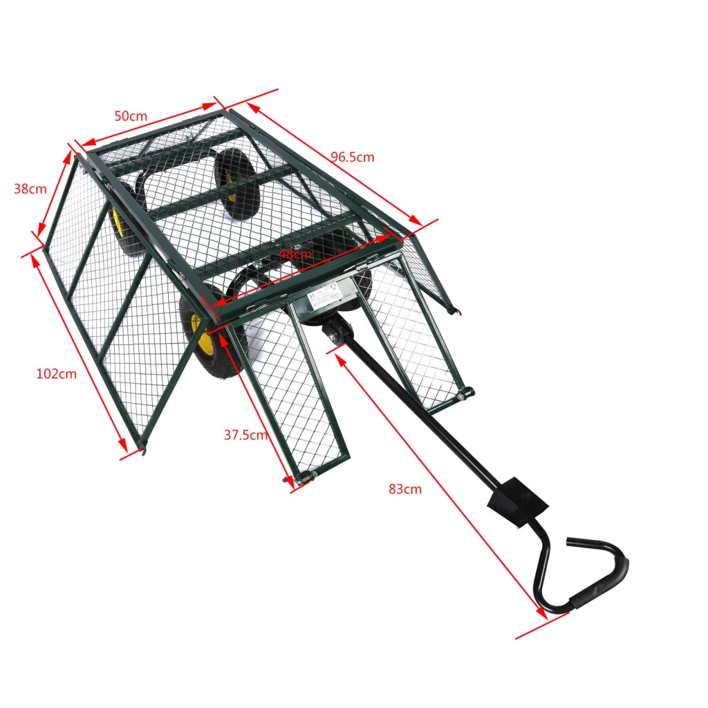 Carrello da trasporto con sponde ribaltabili max 550 kg, incl.telone, per giardino campagna