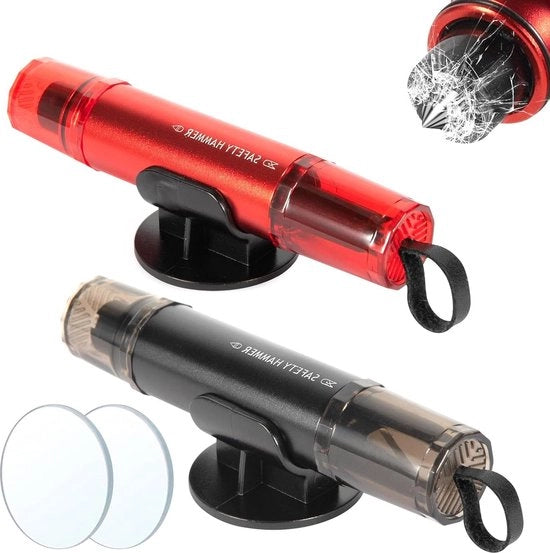 Hamaer di Emergenza Auto Hamaer di Emergenza Macchina per Ridurre Rami Duro Estremo Nero Rosso - 2-Del 2-in-1 Piccola Portatile
