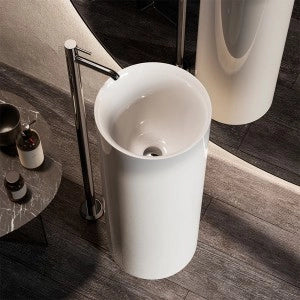 Lavabo freestanding da terra tondo Petit bianco in ceramica