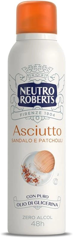 NEUTRO ROBERTS DEODORANTE SPRAY CON PURO OLIO DI GLICERINA ZERO ALCOL 48H DI PROTEZIONE ASCIUTTO CON SANDALO E PATCHOULI 150 ML
