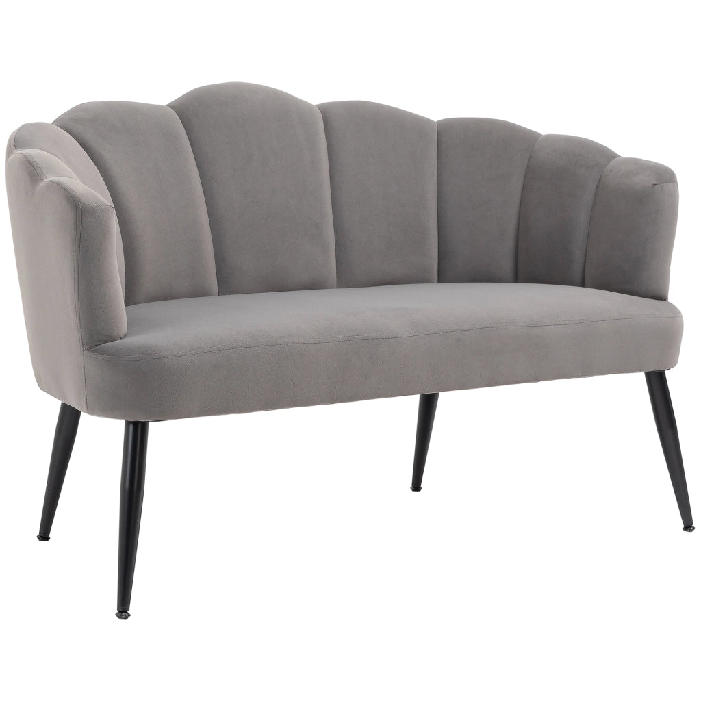 Divano 2 Posti in Velluto con Gambe in Metallo ¨C zephmum ¨C Grigio 132x66x80