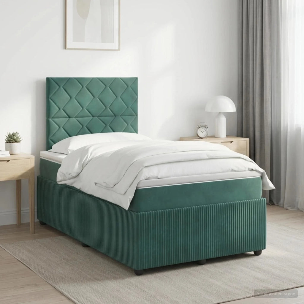Letto box spring con materasso Verde Scuro 120 x 200 cm Velluto 3454592
