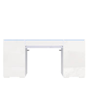 Scrivania con cassetto e 2 ante; illuminazione LED - per studio - in truciolare - 140×50×78 cm - bianco