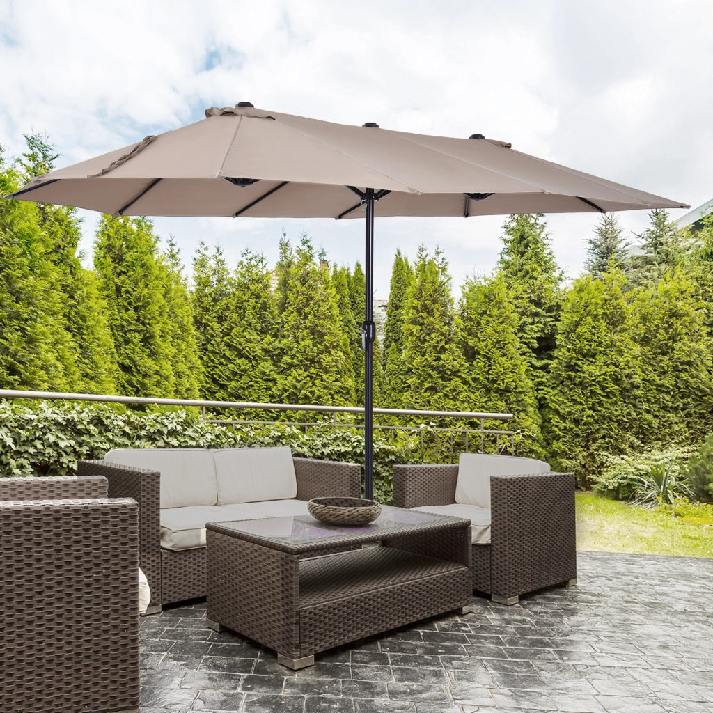 Ombrellone da Giardino Doppio ¨C zephmum ¨C Acciaio Poliestere Grigio 455x265x238cm
