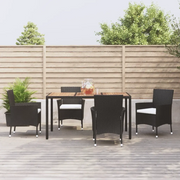 Set da Pranzo da Giardino 5 pz Nero con Cuscini in Polyrattan 3187390