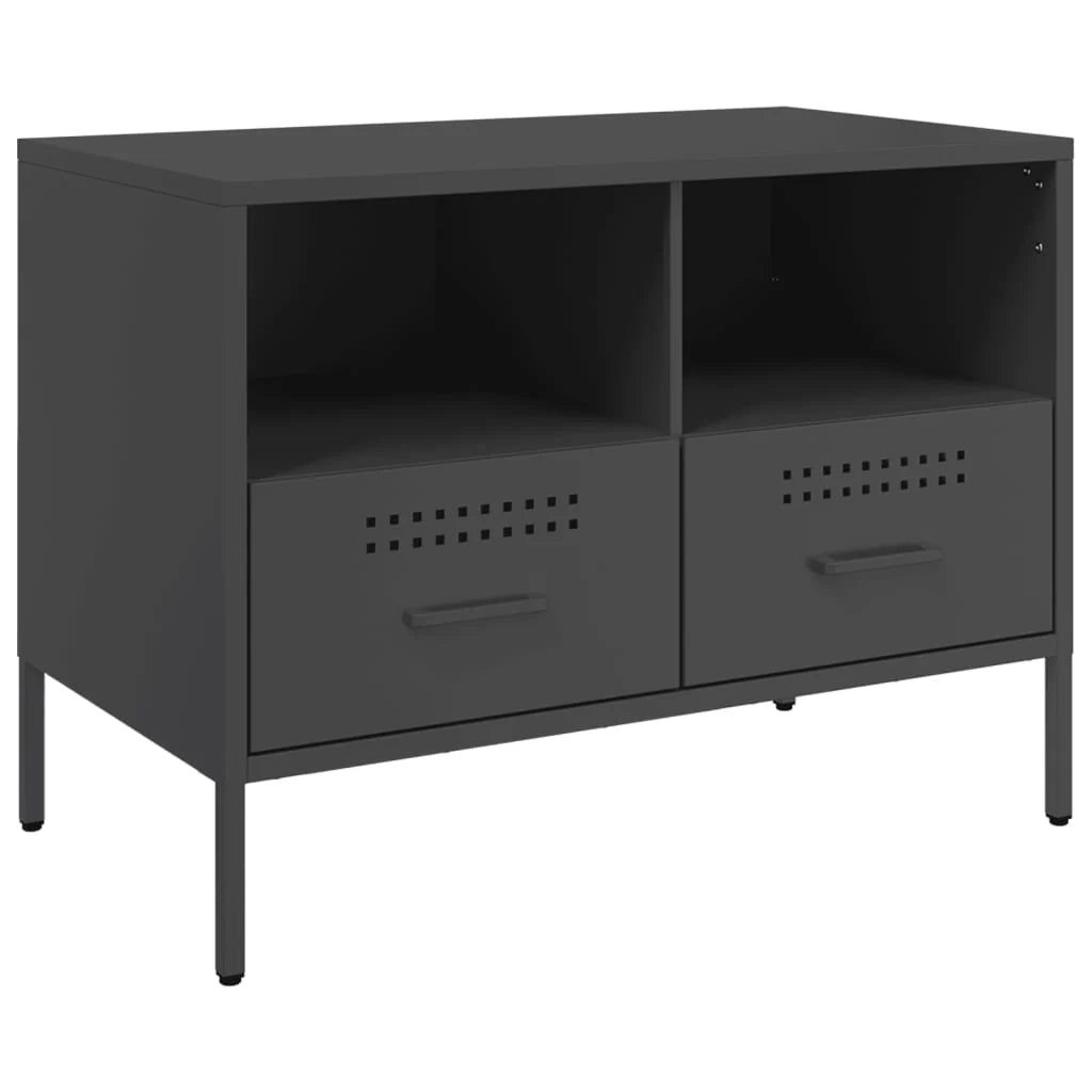 Mobile TV multimediale mensola TV credenza TV adatto per sala da pranzo soggiorno camera da letto 68 x 39 x 50,5 cm acciaio nero 02_0026159