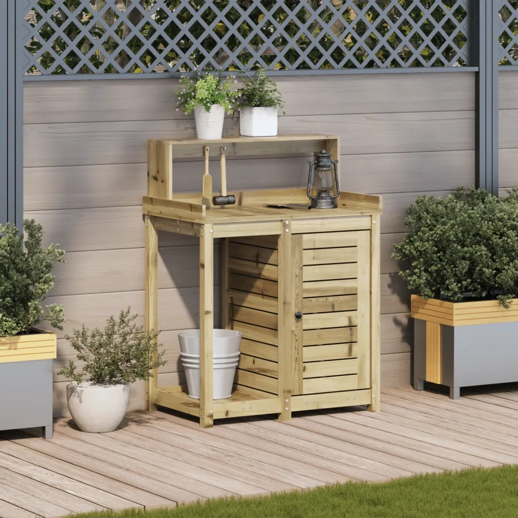 Tavolo Invaso con Ripiani 82,5x50x109,5cm Legno Impregnato Pino 832426