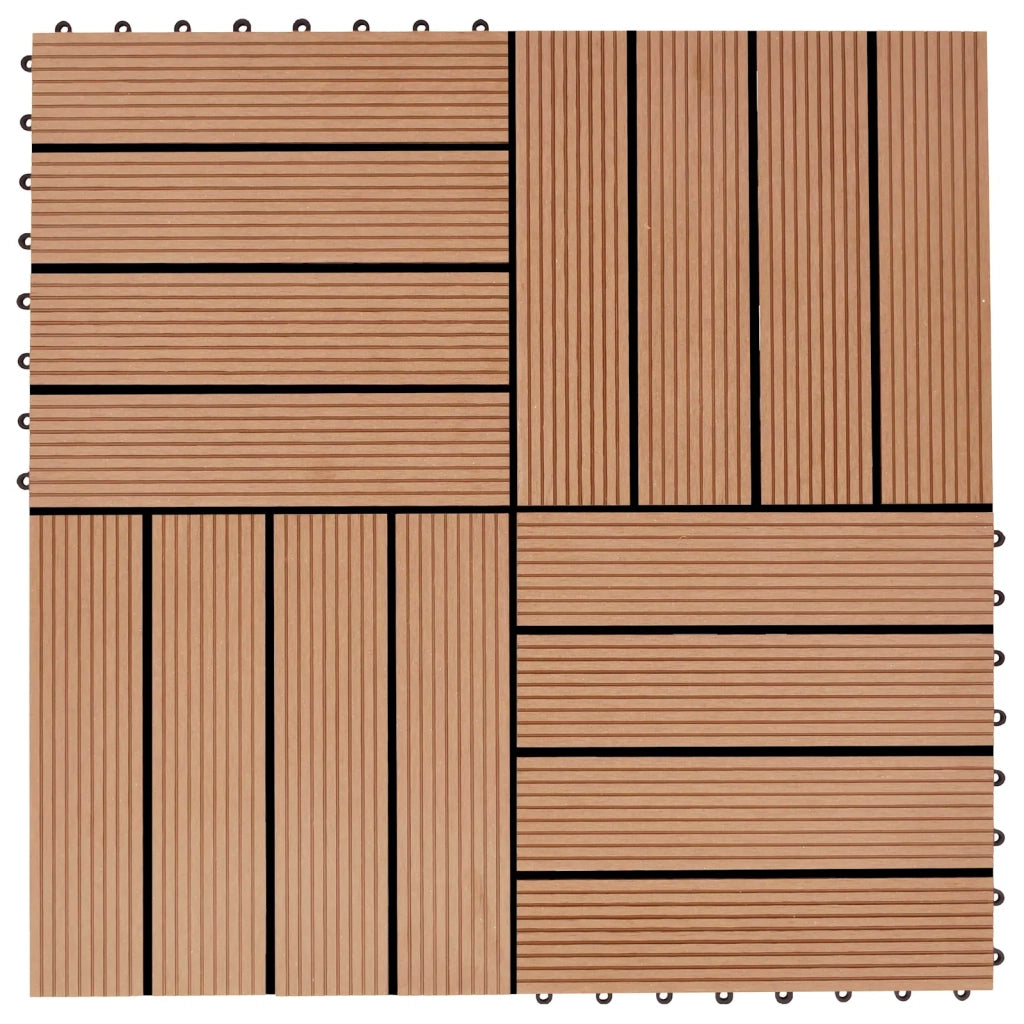 Piastrella per Decking 22 pz Teak riciclato 30 x 30 cm WPC CFW5292063