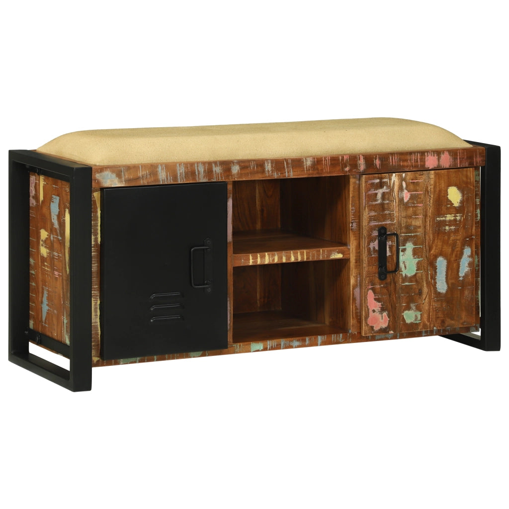 Panchina Cabinet Multicolore 100x35x50 cm Legno Massello di Recupero