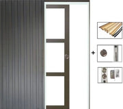 Porta Scorrevole Marrone Ral7006 Vetro Trasparente H204 x L73 + Sistema divisorio a tasche e kit di finitura inclusi