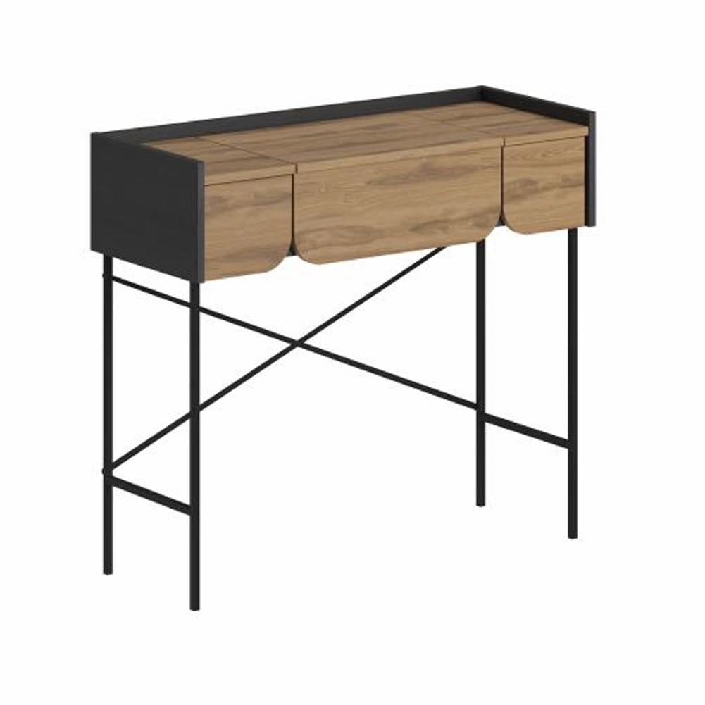 Toeletta Trucco Rovere Moderna Mobile Salvaspazio con Cassetti e Specchio