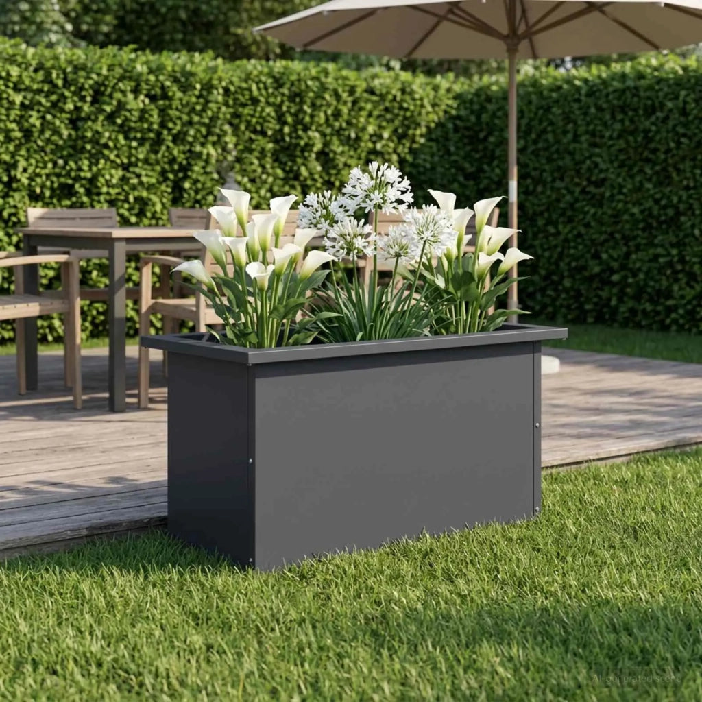 Fioriera da giardino con LED Antracite 30 x 60 x 30 cm Acciaio 8008088