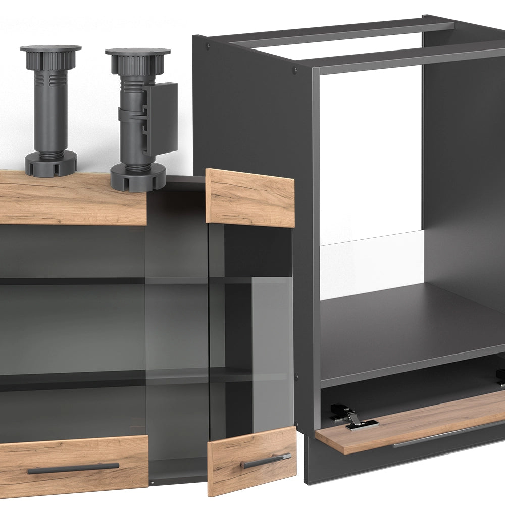 Vicco Cucina angolare completa Quercia dorata/antracite 160 x 190 cm , PL Marmo