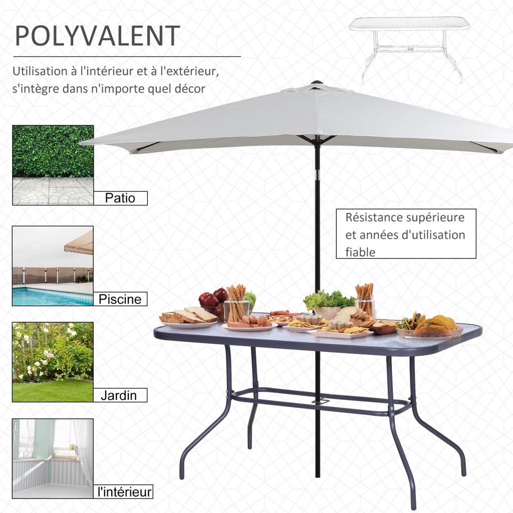 Tavolo da Giardino ¨C zephmum ¨C Grigio, Metallo, Vetro, 140x80x70 cm